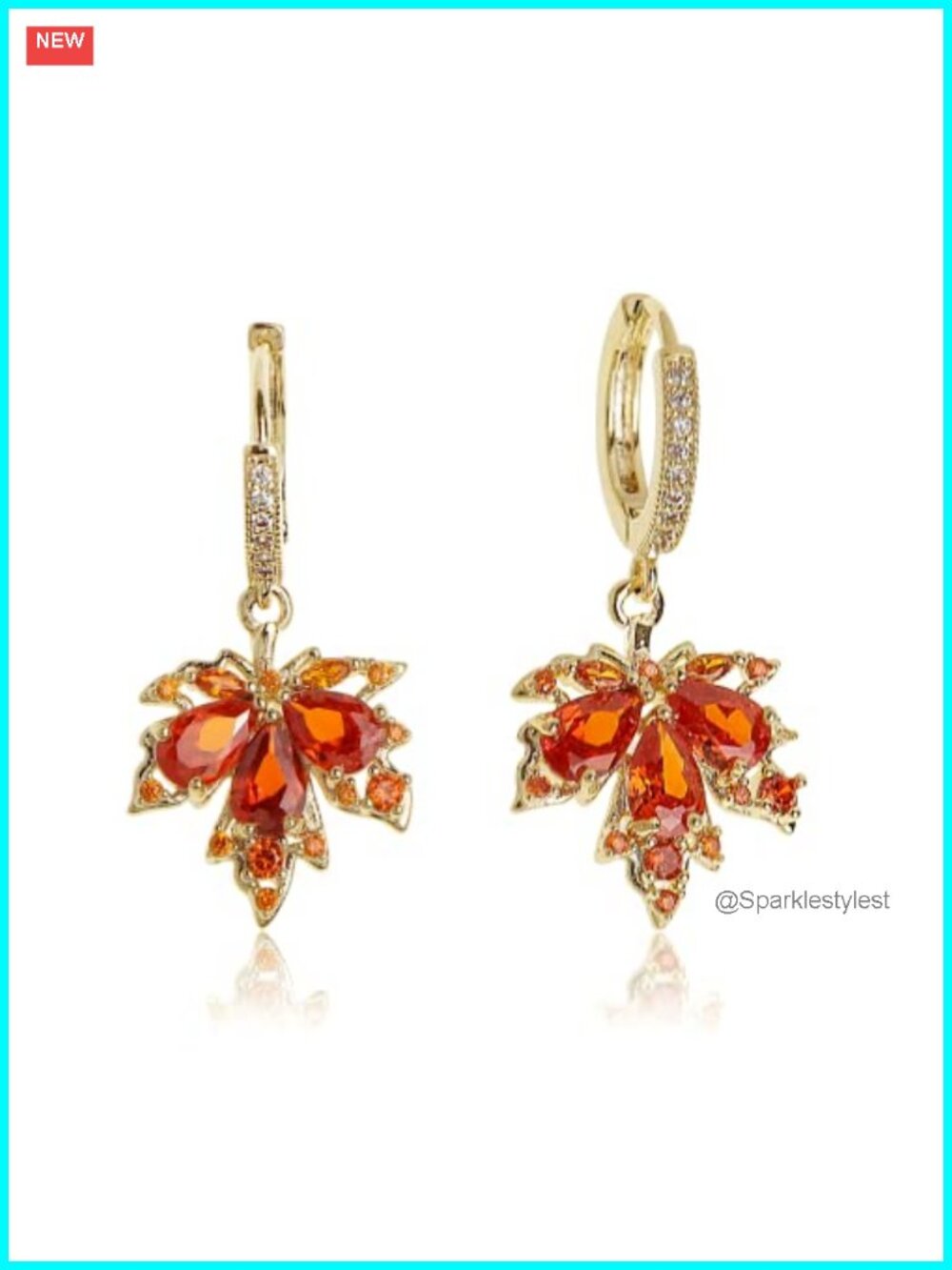 Small Gold Plated Hoop Earrings Cubic Zirconia Dangle Prom Wedding